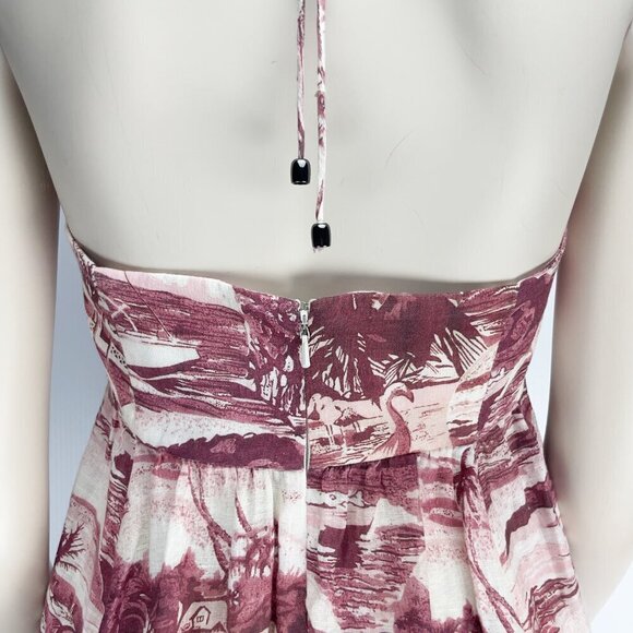 ZIMMERMANN 1250$ Kali Linen Hawaiian Floral Pink & White Maxi Summer Dress 6 - Picture 11 of 14